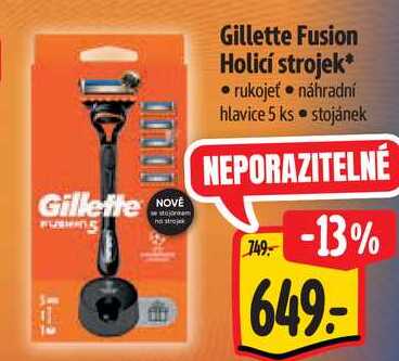 Gillette Fusion Holicí strojek, rukojeť náhradní hlavice 5 ks