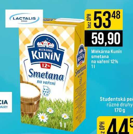 Mlékárna Kunín smetana na vaření 12% 1 l