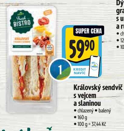 Královský sendvič s vejcem a slaninou, 160 g
