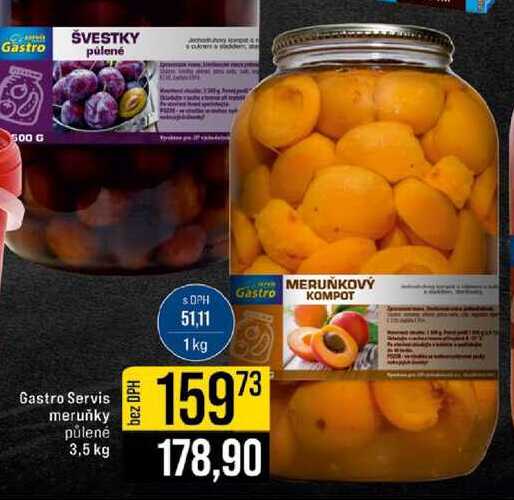 Gastro Servis meruňky půlené 3,5 kg 
