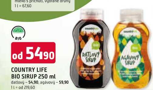 COUNTRY LIFE BIO SIRUP 250 ml datlový 