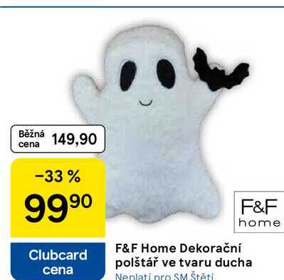 F&F Home Dekorační polštář ve tvaru ducha 