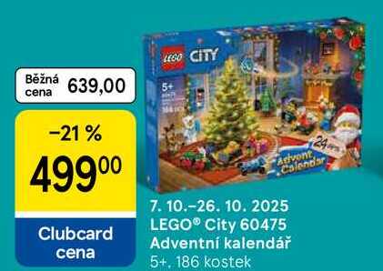 LEGO® City 60475 Adventní kalendář 5+, 186 kostek 