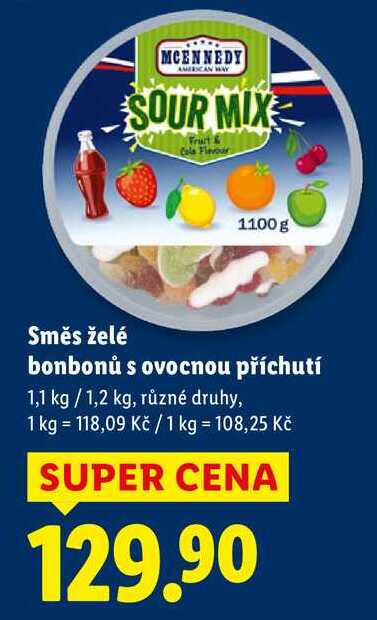 Směs želé bonbonů s ovocnou příchutí, 1,1 kg/1,2 kg