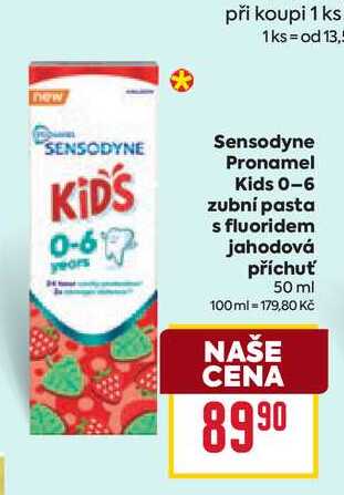 Sensodyne Pronamel Kids 0-6 zubní pasta s fluoridem jahodová příchuť 50 ml