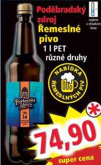 Poděbradský zdroj Řemeslné pivo, 1 l