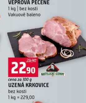 Kostelecké Uzeniny Uzená krkovice bez kosti 1 kg