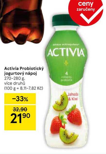 ACTIVIA probiotický jogurtový nápoj, 270-280 g