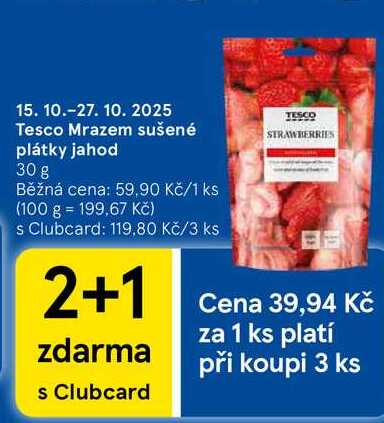 Tesco Mrazem sušené plátky jahody, 30 g 