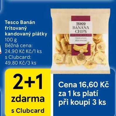Tesco Banán fritovaný kandovaný plátky, 100 g 