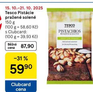 Tesco Pistácie pražené solené, 150 g 
