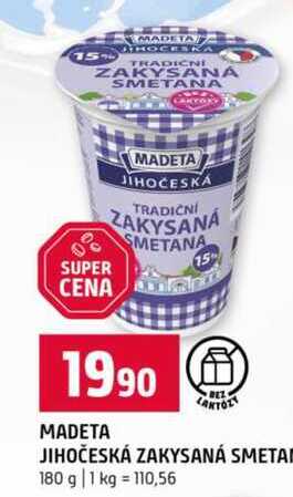 Madeta jihočeská zakysaná smetana 180 g