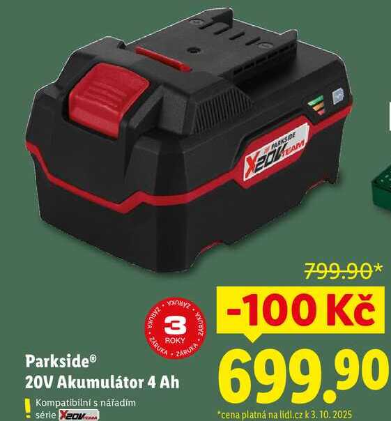 Parkside 20V Akumulátor 4 Ah 