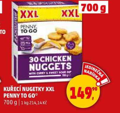 KUŘECÍ NUGETKY XXL PENNY TO GO, 700 g