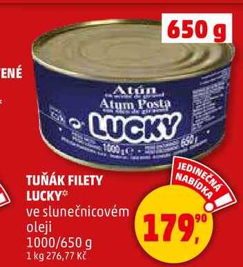 TUŇÁK FILETY LUCKY, 1000/650 g