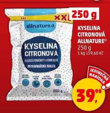 KYSELINA CITRONOVÁ ALLNATURE, 250 g