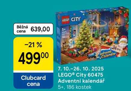 LEGO® City 60475 Adventní kalendář cena 5+, 186 kostek 