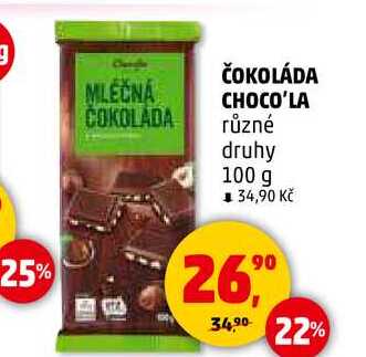 ČOKOLÁDA CHOCO'LA, 100 g 