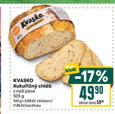 KVASKO Kukuřičný chléb z naší pece 505 g 