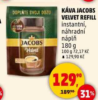 KÁVA JACOBS VELVET REFILL, 180 g