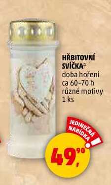 HŘBITOVNÍ SVÍČKA doba hoření ca 60-70 h, 1 ks 
