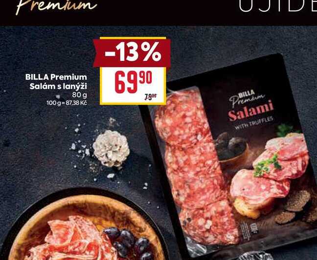 BILLA Premium Salám s lanýži 80 g 