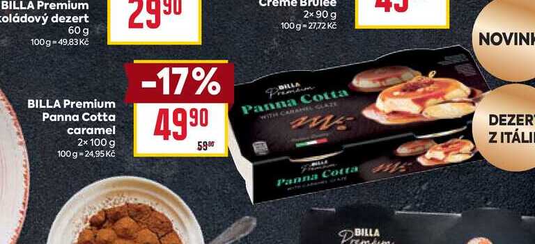 BILLA Premium Panna Cotta caramel 2x 100 g 