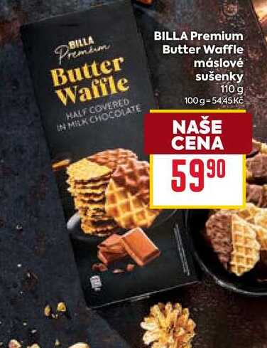 BILLA Premium Butter Waffle máslové sušenky 110 g 