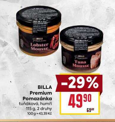 BILLA Premium Pomazánka tuňáková, humří 115 g