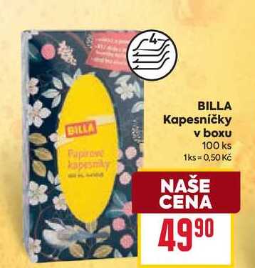 BILLA Kapesníčky v boxu 100 ks 