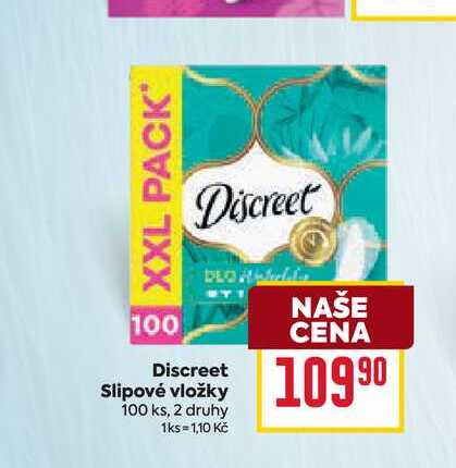Discreet Slipové vložky 100 ks