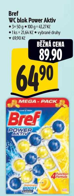 Bref WC blok Power Aktiv 3x50 g    