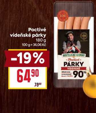 Poctivé vídeňské párky 180 g 