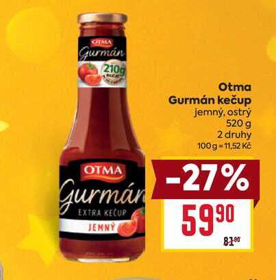 Otma Kečup Gurmán 520g, vybrané druhy