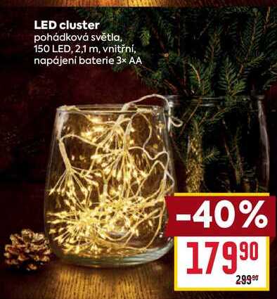 LED cluster pohádková světla, 150 LED, 2,1 m, vnitřní, napájeni baterie 3* AA