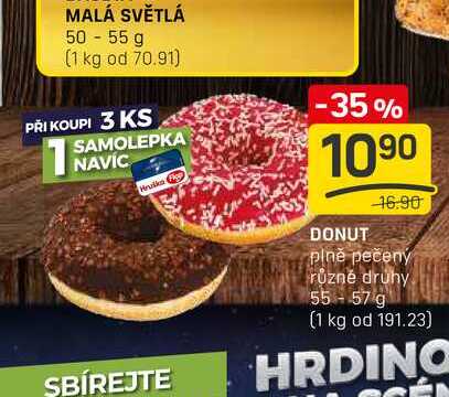 DONUT plně pečený různé druhy 55-57 g 