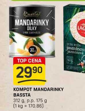 KOMPOT MANDARINKY BASSTA 312 g. p.p. 175 g 