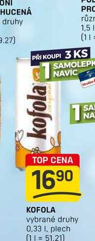 KOFOLA vybrané druhy 0,33l, plech