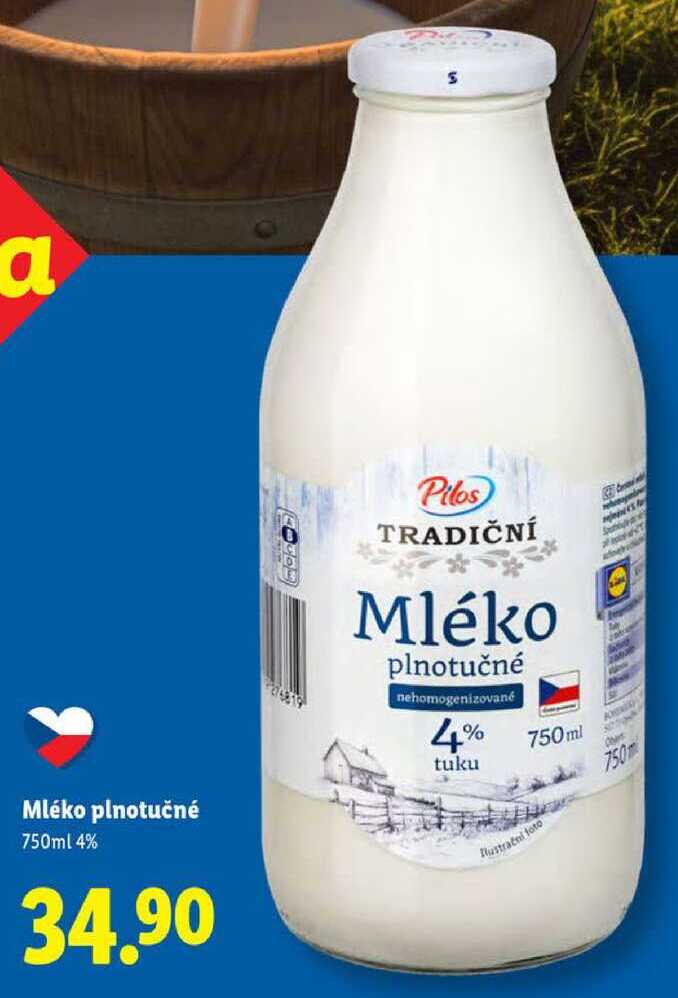 Mléko plnotučné, 750ml 