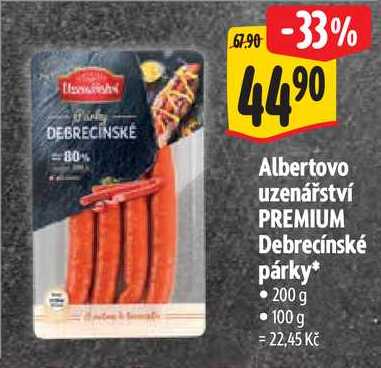 Albertovo uzenářství PREMIUM Debrecínské párky, 200 g