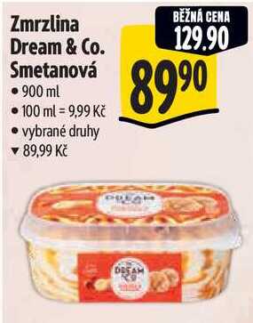 Zmrzlina Dream & Co. Smetanová, 900 ml 