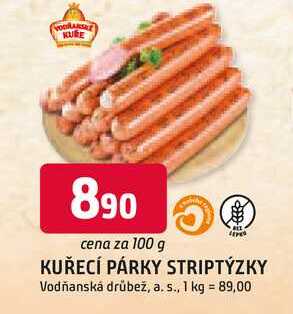 Vodňanské Kuře Kuřecí párky striptýzky 100g