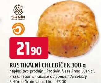 RUSTIKÁLNÍ CHLEBÍČEK 300 g