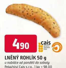LNĚNÝ ROHLÍK 50 g