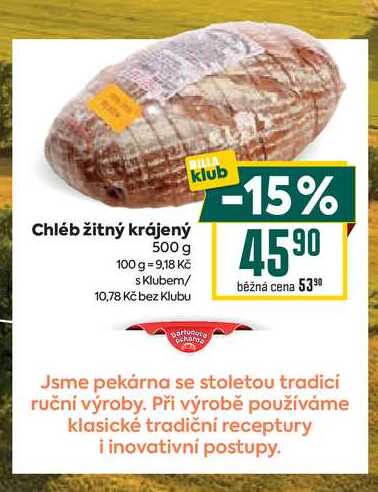 Chléb žitný krájený 500 g 