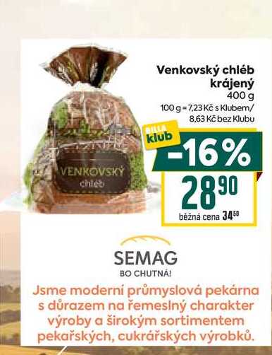 Venkovský chléb krájený 400 g  