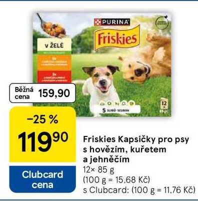 Friskies Kapsičky pro psy s hovězím, kuřetem a jehněčím, 12× 85 g 