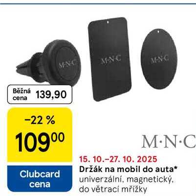 Držák na mobil do auta, univerzální, magnetický. do větrací mřížky 