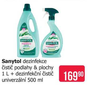Sanytol dezinfekce čistič podlahy & plochy 1 L + dezinfekční čistič univerzální 500 ml 