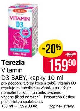 Terezia Vitamin D3 BABY, kapky 10 ml 